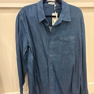 Men's Casual Button-Down Denim Shirt - Blue